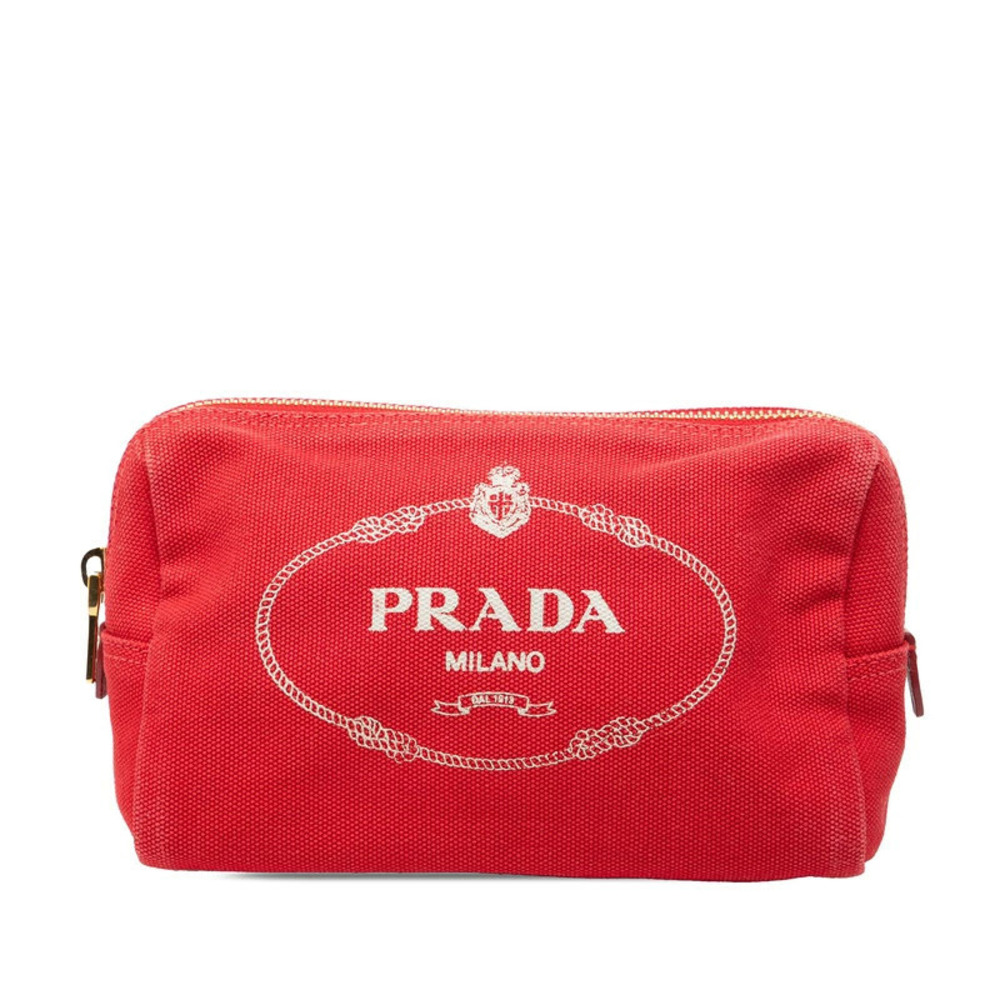 Prada Canapa Pouch Clutch Red Canvas